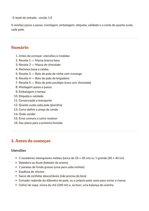 Sumário do e-book com os 16 capítulos